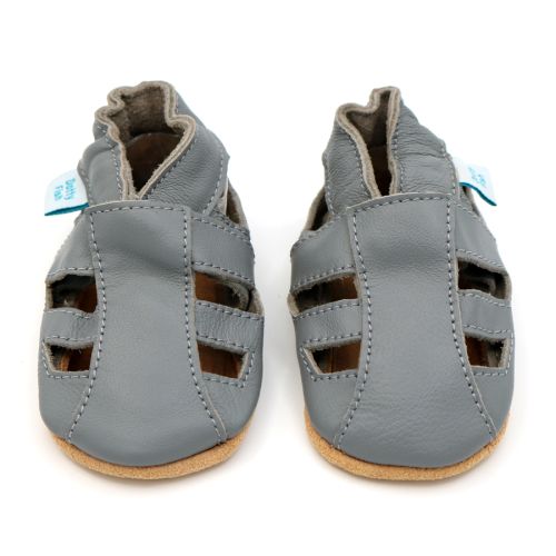 Dotty Fish Grey Sandals | Soft Sole Summer Shoes, barefoot shoe