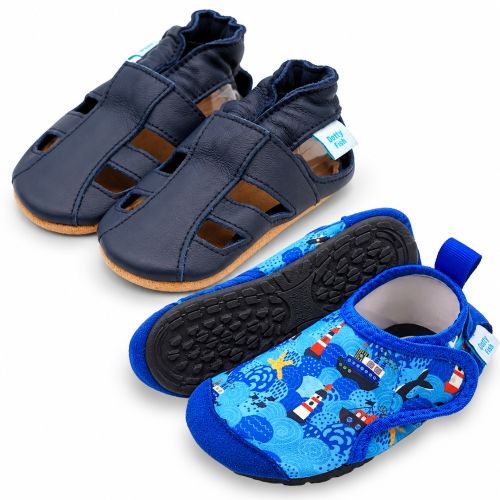 Dotty Fish Ship Ahoy Swim Shoe Set | Barefoot Summer Shoes, barefoot shoe