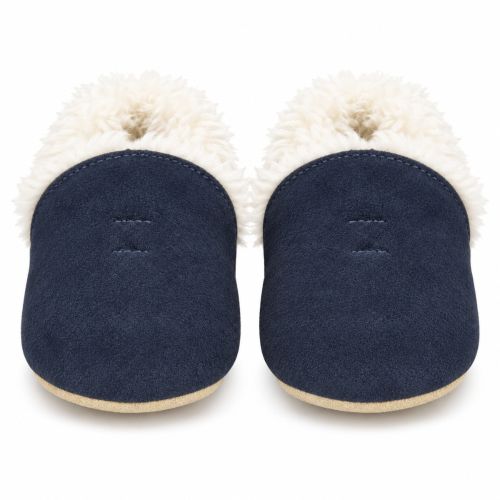 Dotty Fish Navy Slippers | Soft Sole Suede Slippers, barefoot shoe