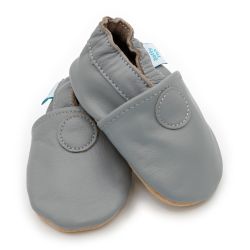 Dotty Fish grey leather baby and toddler shoes for boys and girls