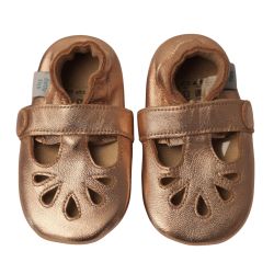 Rose Gold T-Bar Rubber Sole Shoes