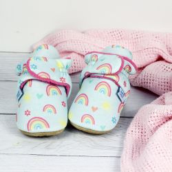 Rainbow Hearts Baby Booties