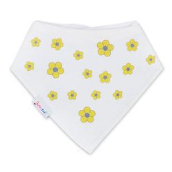 Dotty Fish yellow daisy bandana baby bib for girls