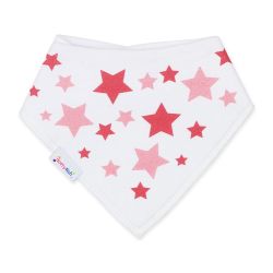 Cotton baby bib with pink star design.