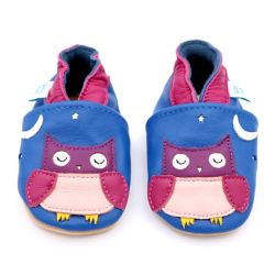 Dotty Fish Twit-Twoo Owl design soft leather baby and toddler shoes