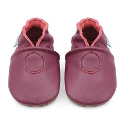 Dotty Fish Plain Plum soft leather baby and toddler shoes - Burgundy