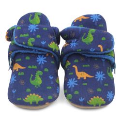 Cotton baby booties with dinosaur design from Dotty Fish