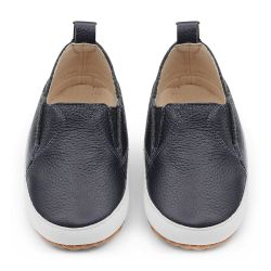 Leather Slip-on Pre-Walker Shoes - Navy