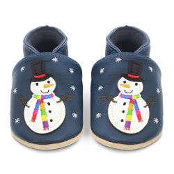 Jolly Snowman soft leather baby and toddler shoes by Dotty Fish 