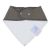 White fleece backing of plain dark grey cotton Dotty Fish bandana bib, for infant girls and boys.
