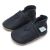 Plain navy leather Dotty Fish soft sole pre-walker shoes.