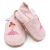 Dotty Fish pink leather soft sole infant girl’s barefoot shoes with pink ballerina and silver embroidered stars.