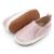 Pink leather Dotty Fish first walker rubber sole slip-on shoes for girls.