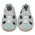 Grey leather Dotty Fish baby and toddler first walker soft sole sandals with blue stars.