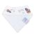 White fleece backing of space rocket cotton Dotty Fish bandana bib, for infant girls and boys.