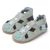 Dotty Fish grey leather infant soft sole barefoot sandals with blue stars, for boys.