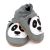 Dotty Fish grey leather soft sole unisex infant shoes with white and black panda design.