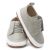 Unisex first walker slip-on shoes in pale grey leather with rubber sole.