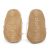 Soft suede non-slip sole of Dotty Fish infant shoes imprinted with Dotty Fish name and logo.