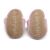 Soft suede non-slip sole of Dotty Fish infant slippers imprinted with Dotty Fish name and logo.