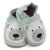 Dotty Fish icy blue leather soft sole unisex infant shoes with white polar bear design.