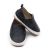 Navy leather Dotty Fish first walker rubber sole slip-on shoes for boys and girls.