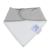 White fleece backing of pale grey cotton Dotty Fish bandana bib, for infant girls and boys.