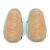 Non-slip soft suede soles of Dotty Fish pre-walker shoes imprinted with Dotty Fish name and logo.