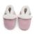Pale pink suede Dotty Fish baby and children’s soft sole slippers with fleece lining.
