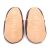 Non-slip soft suede soles of Dotty Fish pre-walker shoes imprinted with Dotty Fish name and logo.