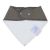 White fleece backing of plain dark grey cotton Dotty Fish bandana bib, for infant girls and boys.