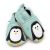 Dotty Fish mint green leather soft sole unisex infant shoes with white and black penguin design.