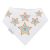 Dotty Fish baby and toddler white cotton bandana bib with multicoloured star pattern.