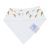 White fleece backing of cotton Dotty Fish rainbow bandana bib, for infant girls and boys.