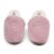 Soft pink suede Dotty Fish children’s soft sole slippers with warm fleece lining.