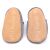 Non-slip soft suede soles of Dotty Fish pre-walker shoes imprinted with Dotty Fish name and logo.