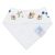 White fleece backing of fish pattern cotton Dotty Fish bandana bib, for infant girls and boys.