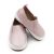 Girls first walker slip-on shoes in pink leather with rubber sole.
