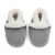 Pale grey suede Dotty Fish baby and children’s soft sole slippers with fleece lining.
