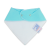 White fleece backing of turquoise blue cotton Dotty Fish bandana bib, for infant girls and boys.