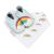 Dotty Fish light blue rainbow shoes and matching rainbow and cloud bandana bib.