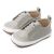 Dotty Fish light grey leather pre-walker rubber sole slip-on shoes.