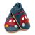  Navy blue Dotty Fish soft sole infant first walker shoes with red car design.